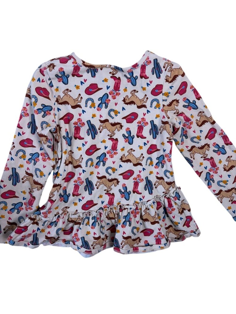 Counting Daisies Girls Long Sleeve Western Print SZ 6 Horses 100% Cotton - Picture 4 of 5